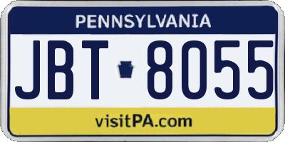 PA license plate JBT8055