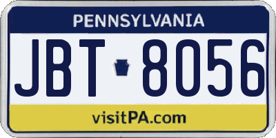 PA license plate JBT8056