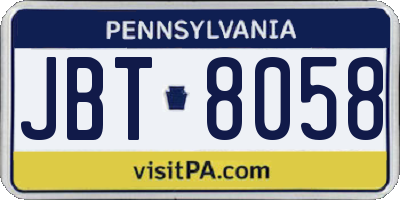 PA license plate JBT8058