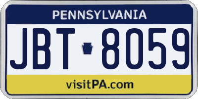 PA license plate JBT8059