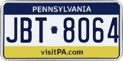 PA license plate JBT8064