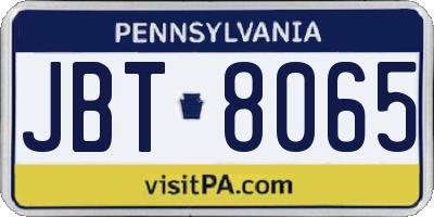 PA license plate JBT8065
