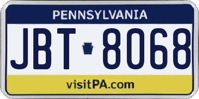PA license plate JBT8068