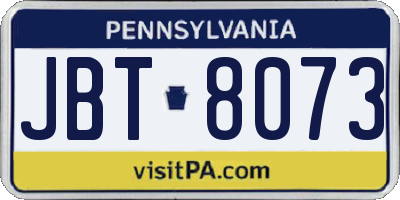 PA license plate JBT8073