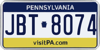 PA license plate JBT8074