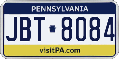 PA license plate JBT8084