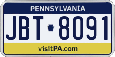 PA license plate JBT8091