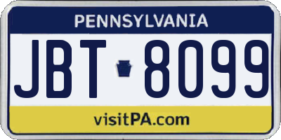 PA license plate JBT8099