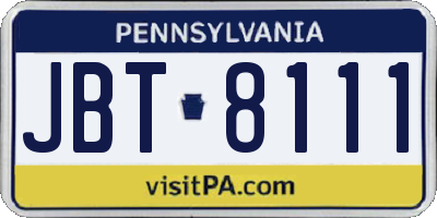 PA license plate JBT8111