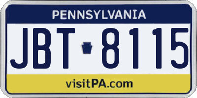 PA license plate JBT8115