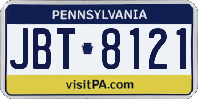 PA license plate JBT8121