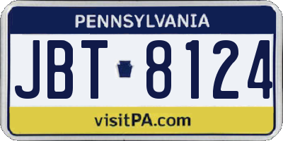 PA license plate JBT8124