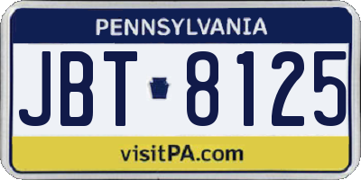 PA license plate JBT8125