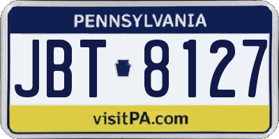 PA license plate JBT8127