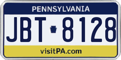 PA license plate JBT8128