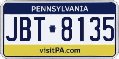 PA license plate JBT8135