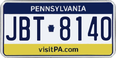 PA license plate JBT8140