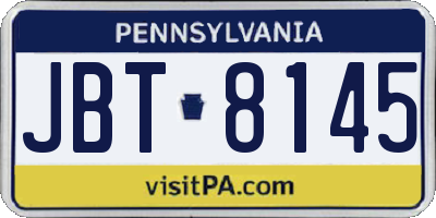 PA license plate JBT8145