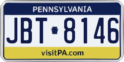 PA license plate JBT8146