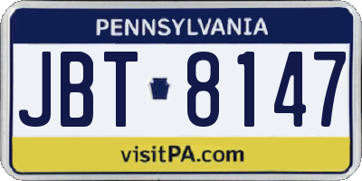 PA license plate JBT8147