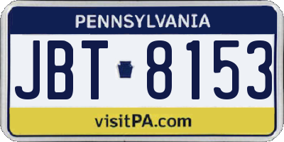 PA license plate JBT8153