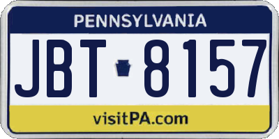 PA license plate JBT8157
