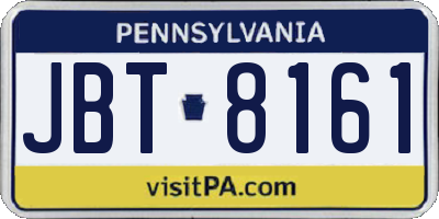 PA license plate JBT8161