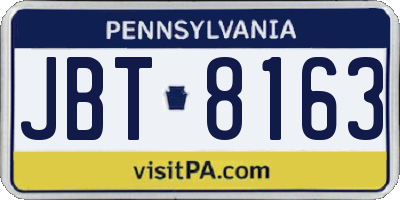 PA license plate JBT8163