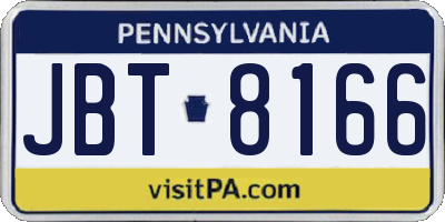 PA license plate JBT8166