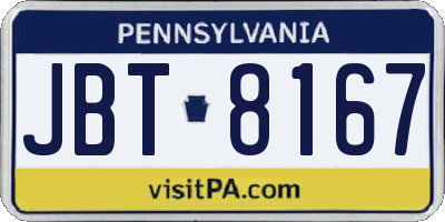 PA license plate JBT8167