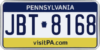 PA license plate JBT8168