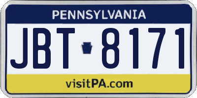PA license plate JBT8171