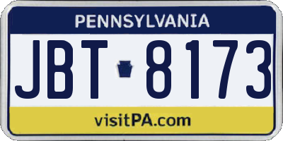 PA license plate JBT8173