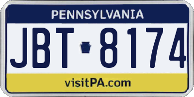 PA license plate JBT8174