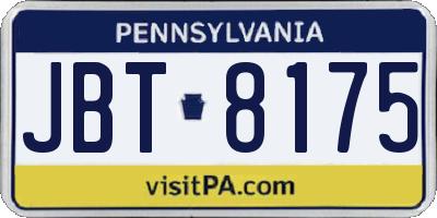PA license plate JBT8175