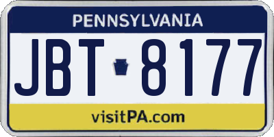 PA license plate JBT8177