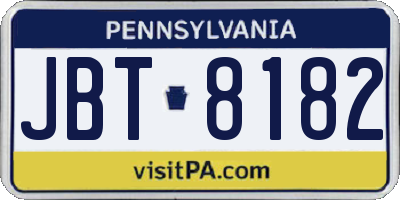 PA license plate JBT8182