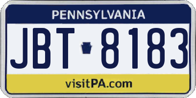 PA license plate JBT8183
