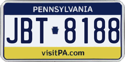 PA license plate JBT8188