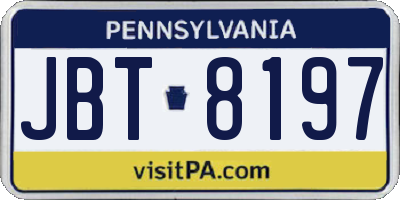 PA license plate JBT8197
