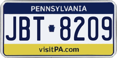 PA license plate JBT8209