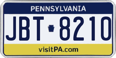 PA license plate JBT8210