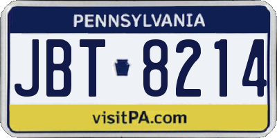 PA license plate JBT8214