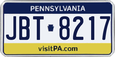 PA license plate JBT8217