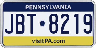 PA license plate JBT8219