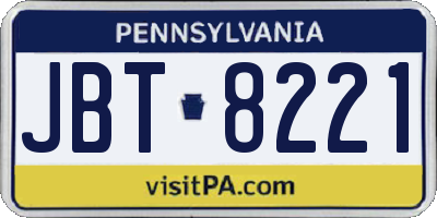 PA license plate JBT8221