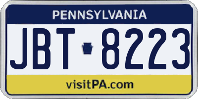 PA license plate JBT8223