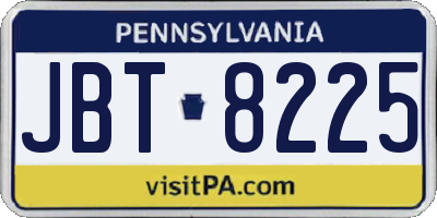 PA license plate JBT8225