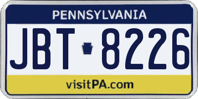 PA license plate JBT8226