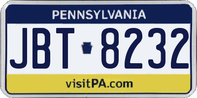 PA license plate JBT8232